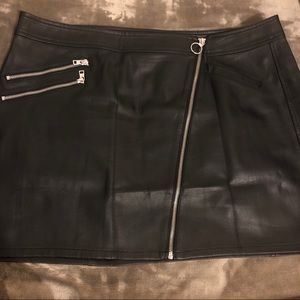 Black Leather Asymmetrical Skirt from Express